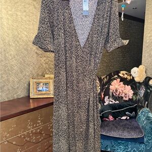 Ann Taylor Black and Tan Midi Dress